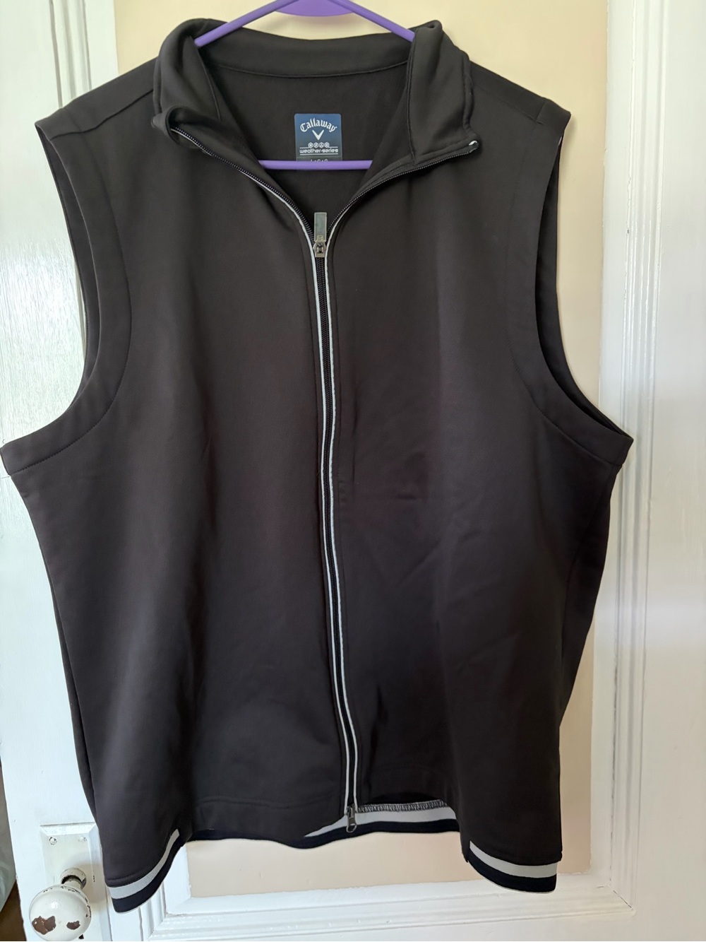 Callaway Black Sleeveless Full-Zip Golf Vest with White Trim